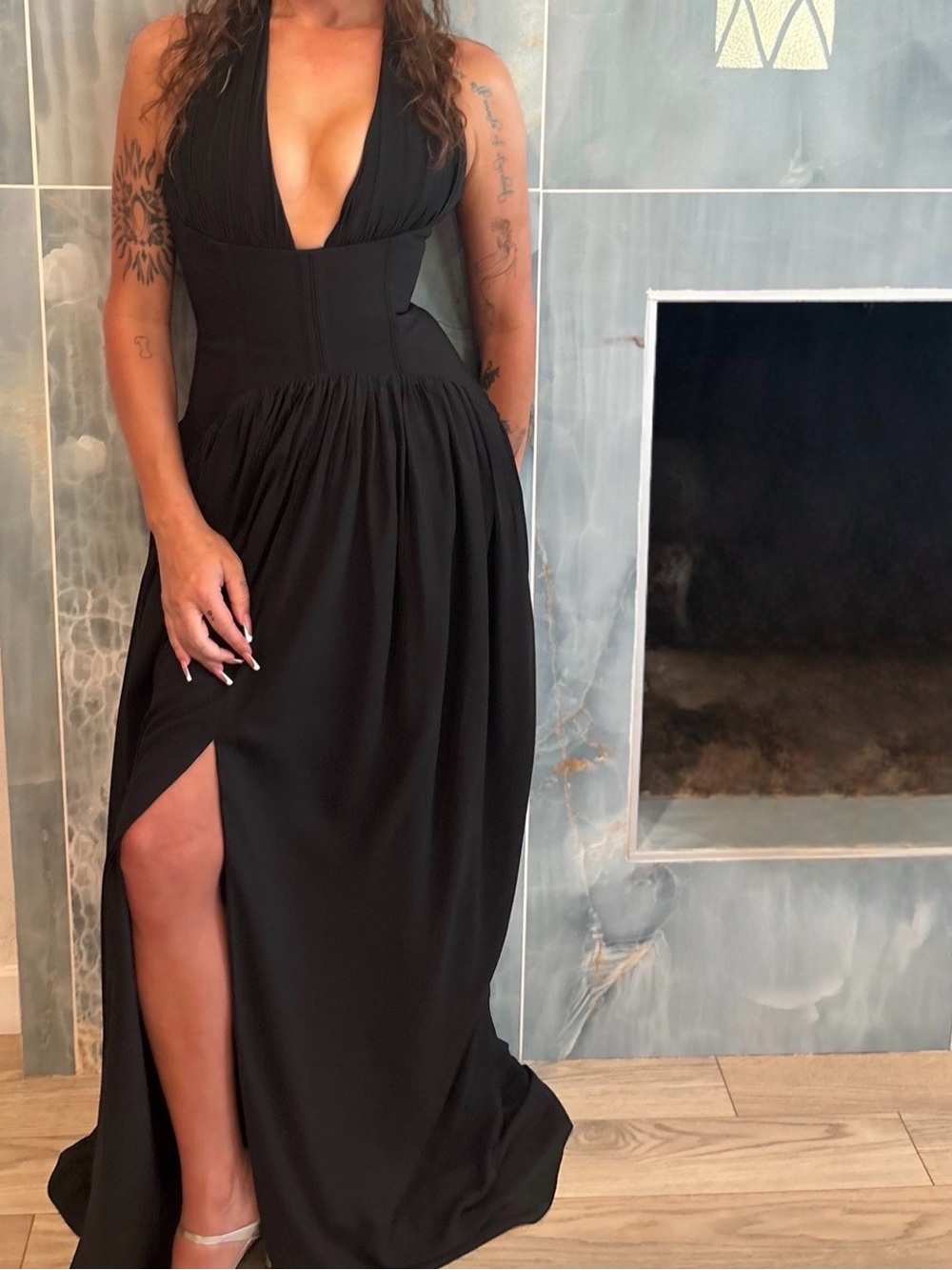 Heiress Beverly Hills The Halter Corset Gown in Black